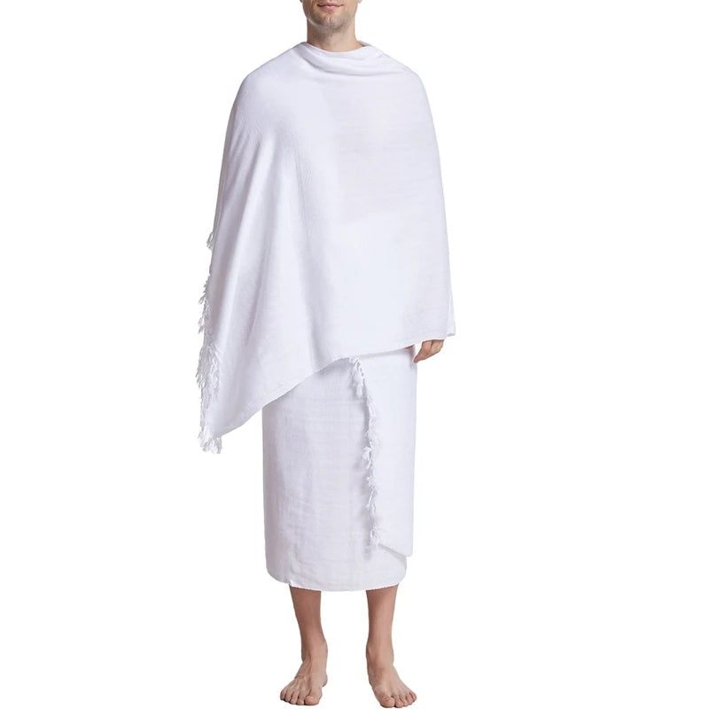 Ihram Pilgrimage Towel for Arab Mecca Hajj Clothes Men Islamic Ramadan Prayer Worship Costumes Shawl Jubba Thobe