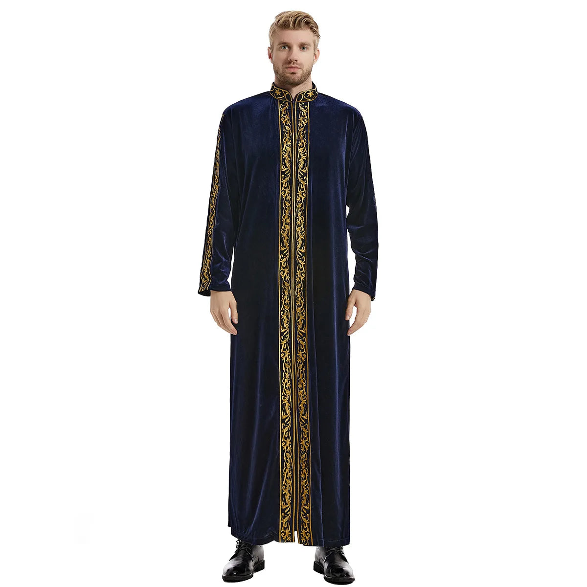 Muslim Men Jubba Thobe Islamic Clothing Velvet Kaftan Thoub Arabic Saudi Robe Dress Jubah Caftan Thawb Ramadan Gown Middle East