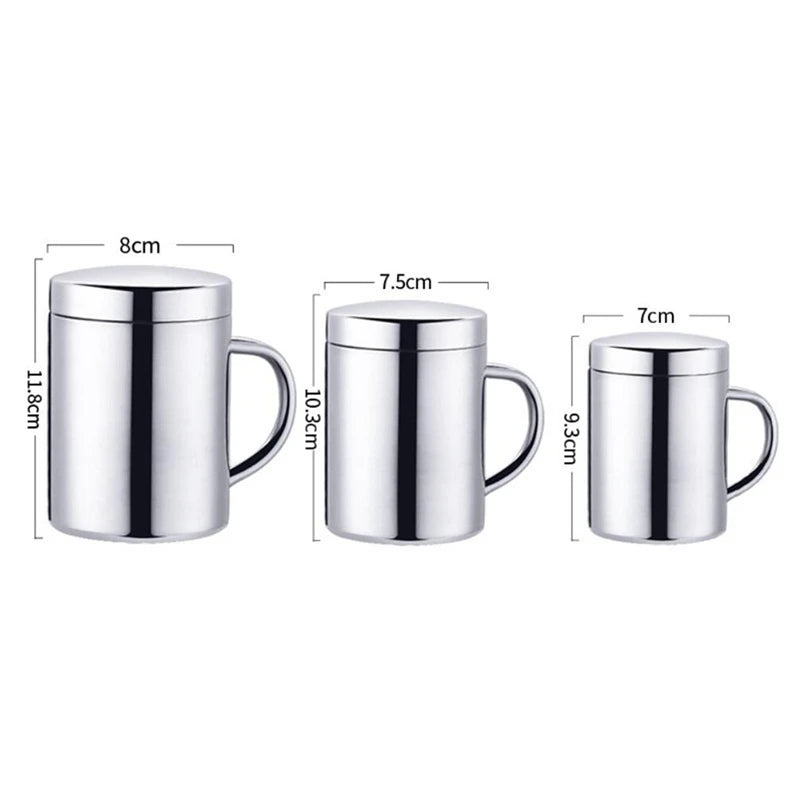 Double Wall Stainless Steel Coffee Mug with lid Portable Cup Travel Tumbler Jug Milk Tea Cups Office Water Mugs