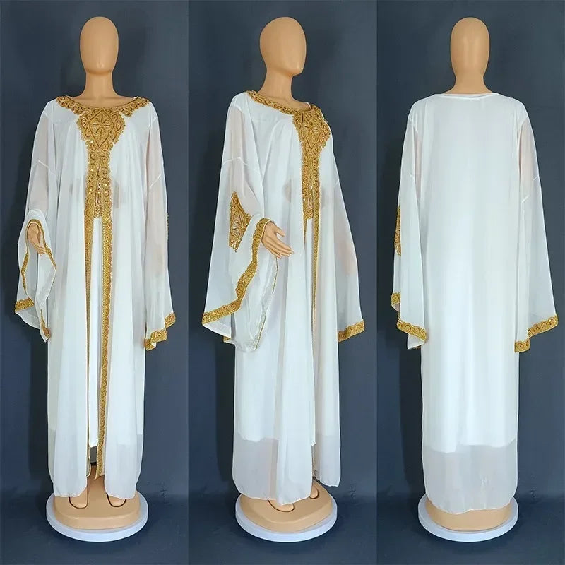Kaftan Dubai Abaya Turkey Muslim Chiffon Maxi Dress Islam Clothing Elegant African Dresses for Women Boubou Robe Djellaba Femme