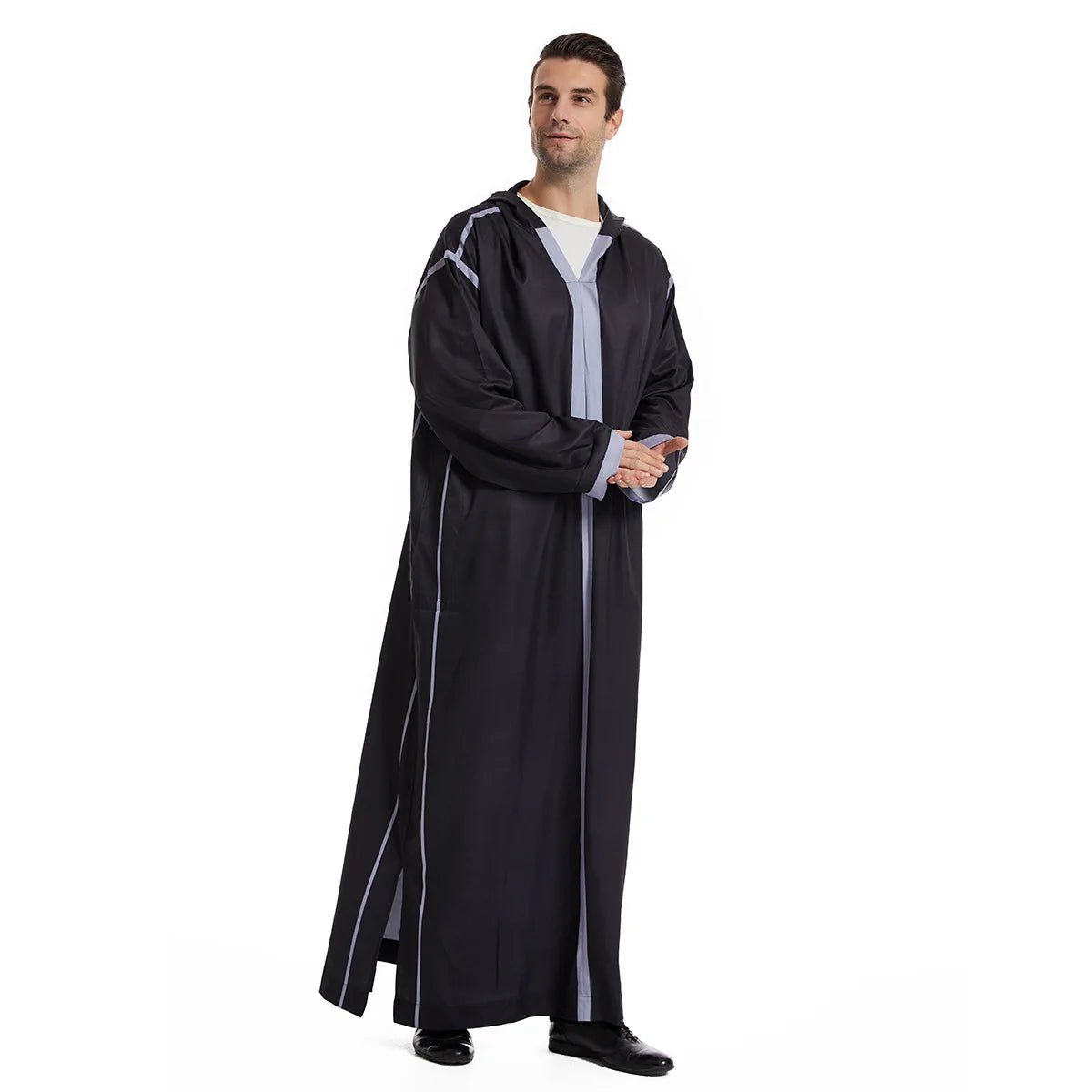 Muslim Men Hooded Robe Dishdasha Modest Islamic Dubai Saudi Prayer Abaya Kaftan Eid Ramadan Morocco Jubba Arab Thobe Abayas