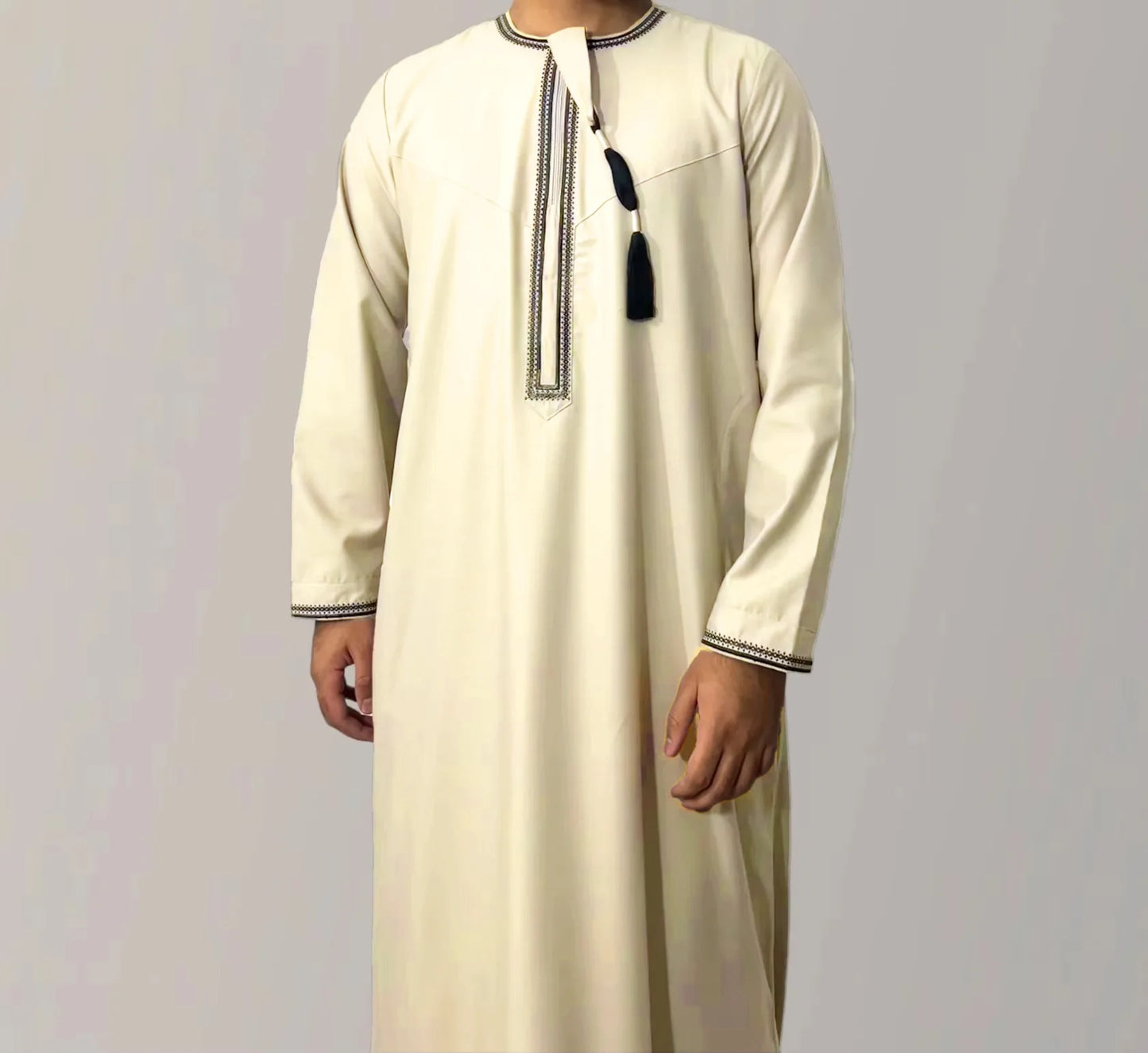 Eid Ramadan Muslim Fashion Abayas for Men Long Sleeve Dress Robes Embroidered Jubba Thobe Dubai Arab Saudi Kaftan Islam Clothing
