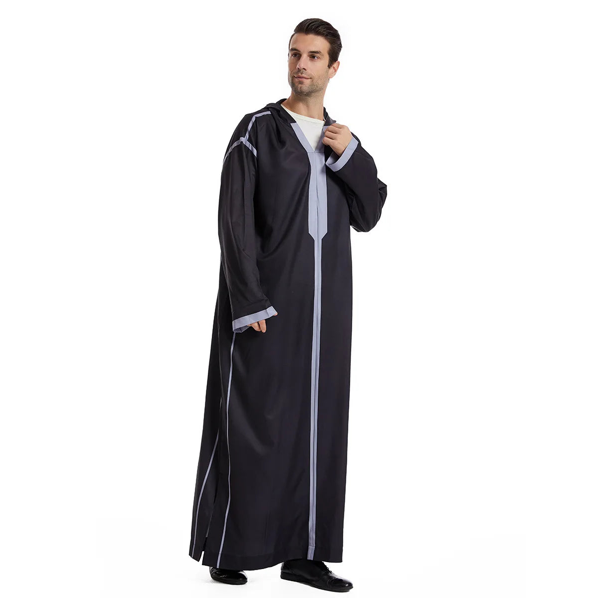 Muslim Men Hooded Robe Dishdasha Modest Islamic Dubai Saudi Prayer Abaya Kaftan Eid Ramadan Morocco Jubba Arab Thobe Abayas