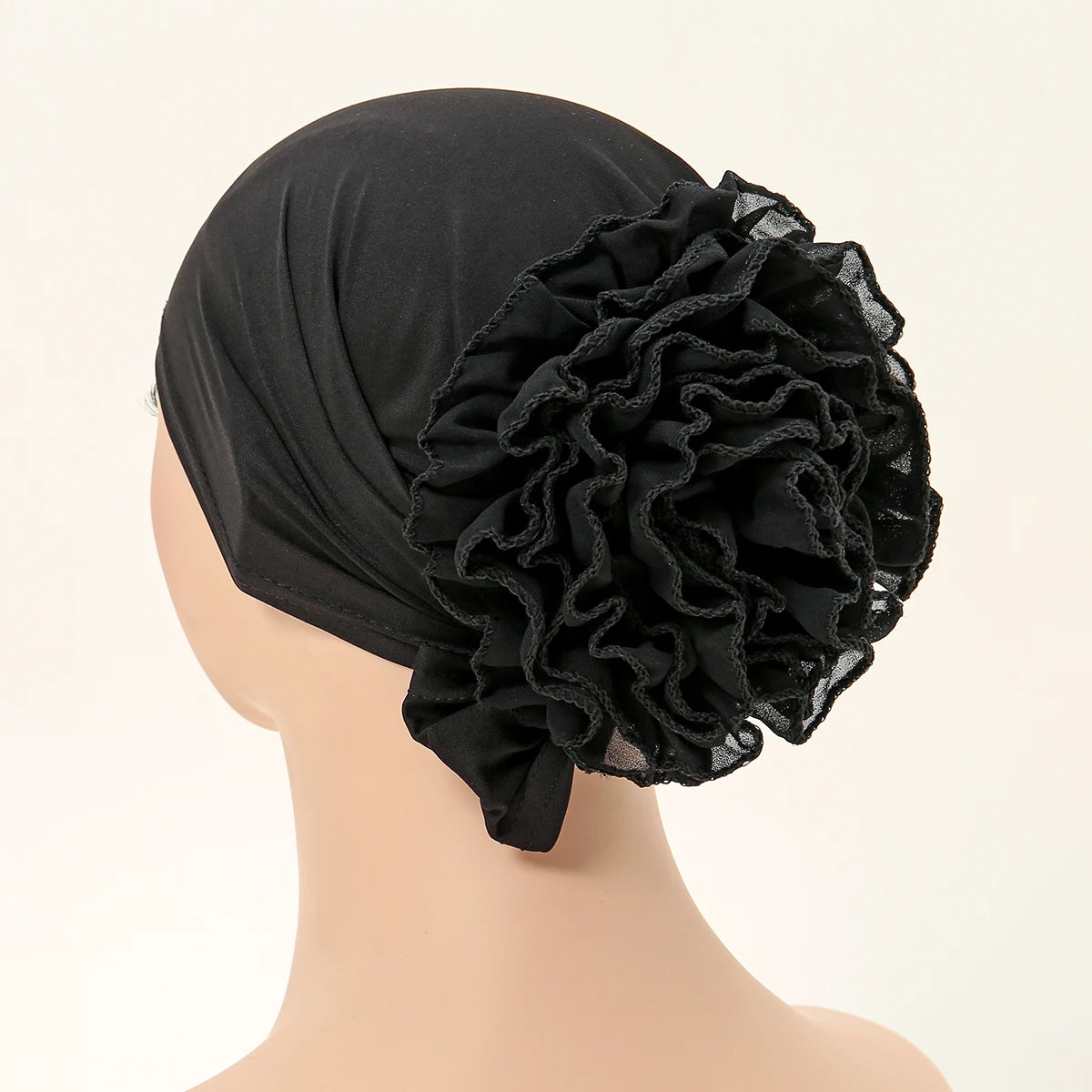 Muslim Hijabs for Women Thin Modal Bottom Hat Scarf  Solid Color Turban with Lace Panhua Islam Head Wrapping Tie Back Headband
