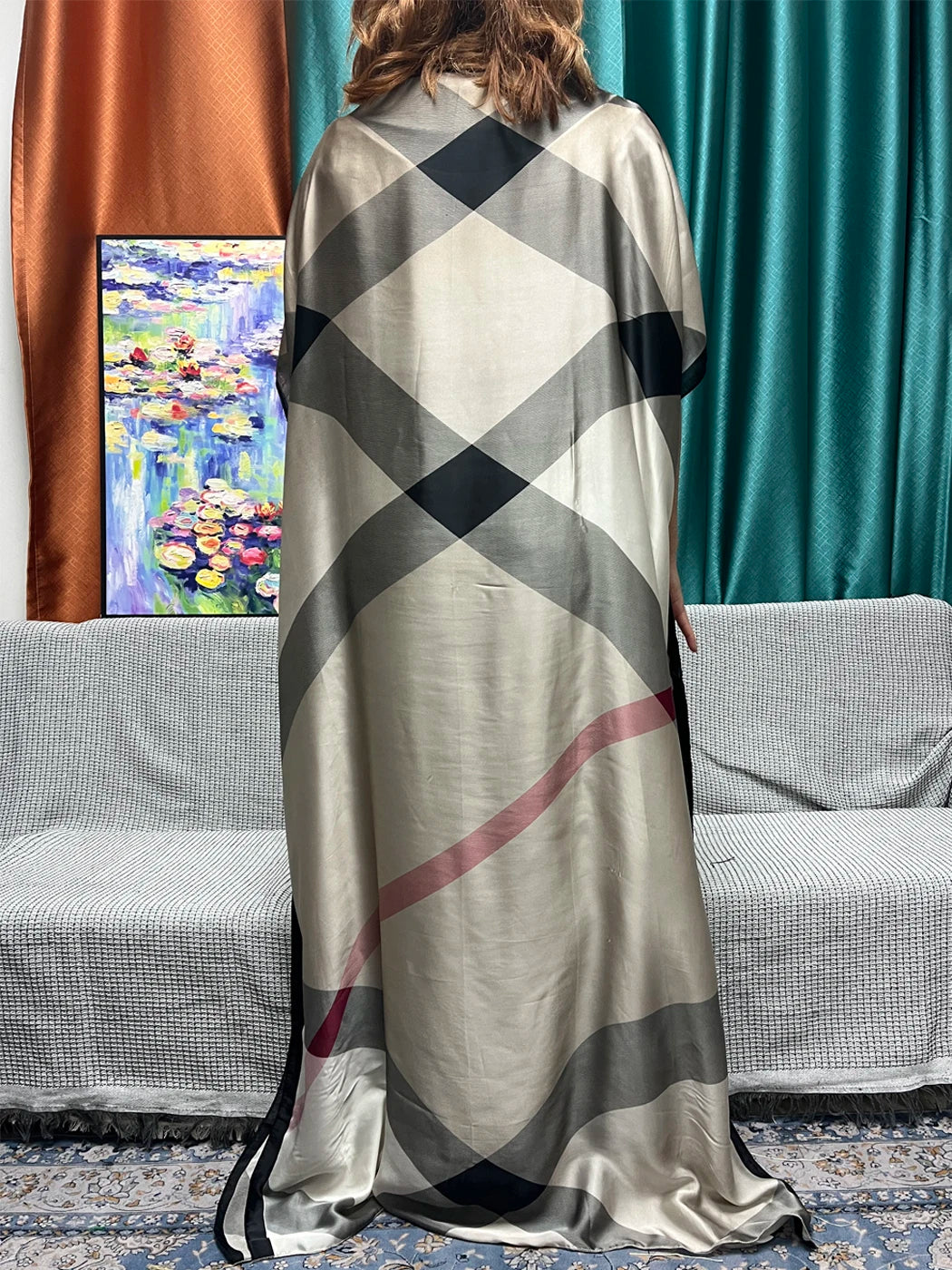 Abayas For Women 2023 Printed Silk Soft Loose Femme Robe Muslim Summer Fashion Clothing African Islam Woman Dresses With Turban