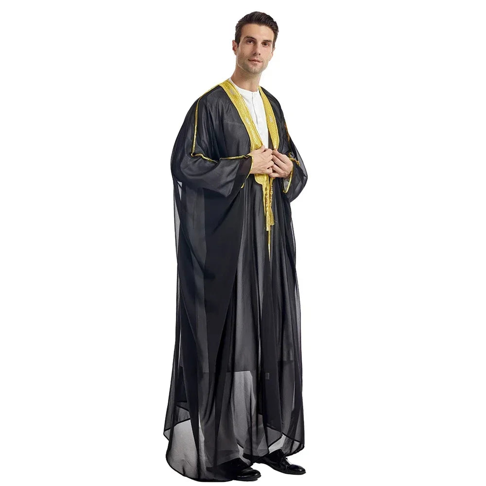 Men Kebaya Open Muslim Kimono Abaya Turkey Arabic Islam Djellaba Homme Robe Musulmane Hombre Ramadan Abayas for Prayer Clothes