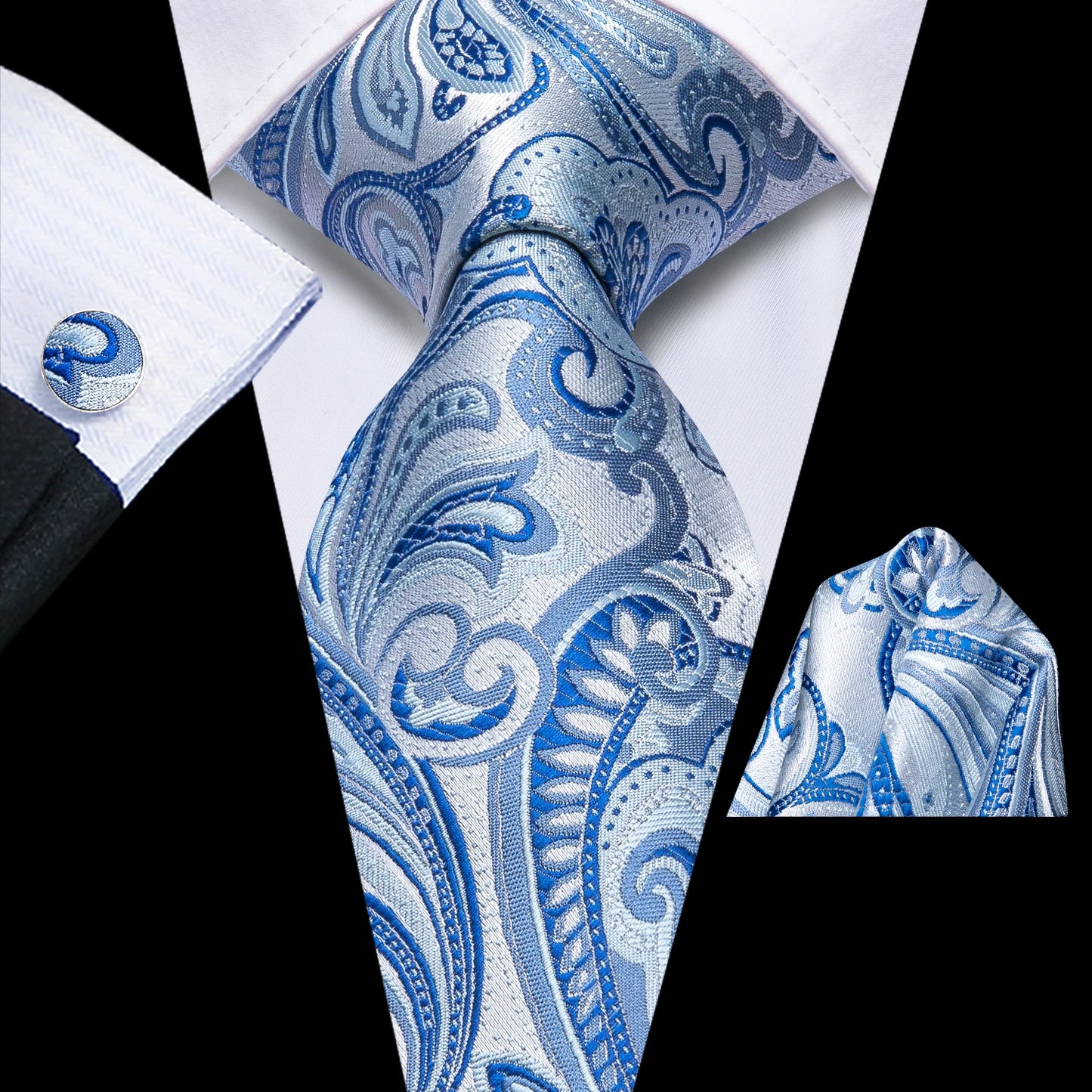 Hi-Tie Designer Grey Plaid Novelty Silk Wedding Tie For Men Handky Cufflink Gift Mens Necktie Fashion Business Party Dropshiping