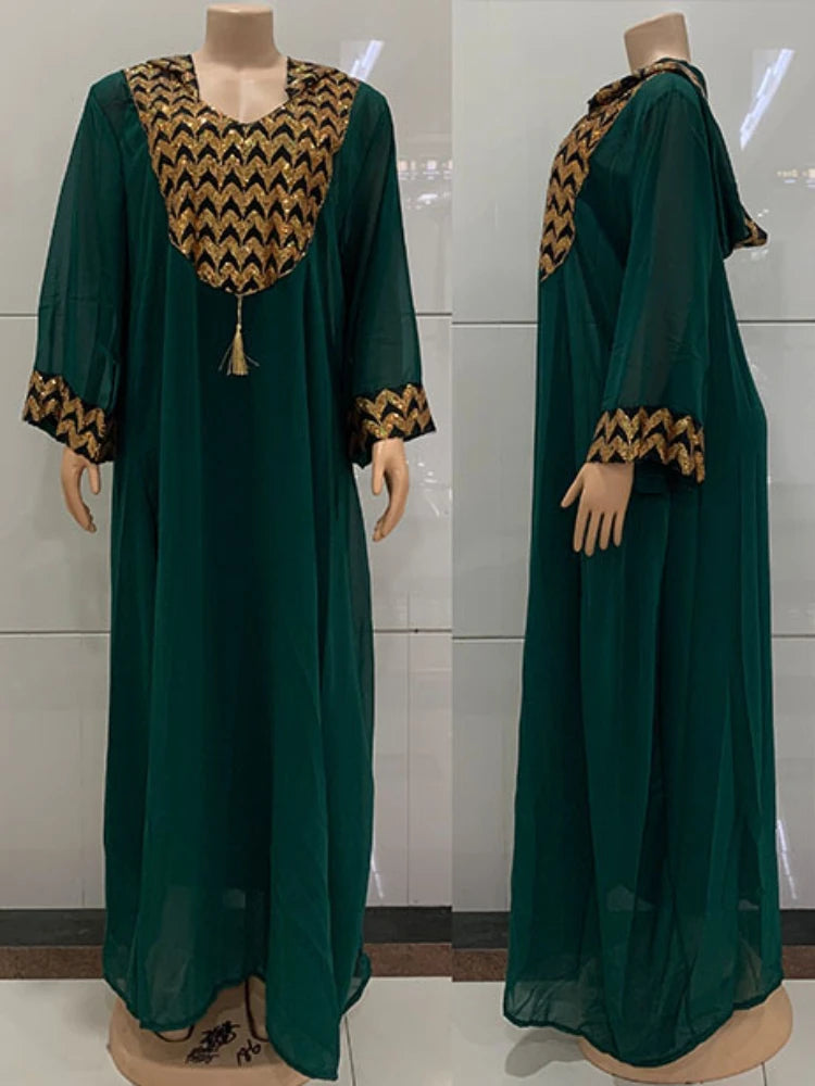 African Dubai Muslim Dress Women Hooded Abaya Knitted Kaftan Evening Dresses Morocco Caftan Abayas Islam Robe Musulmane Vestido