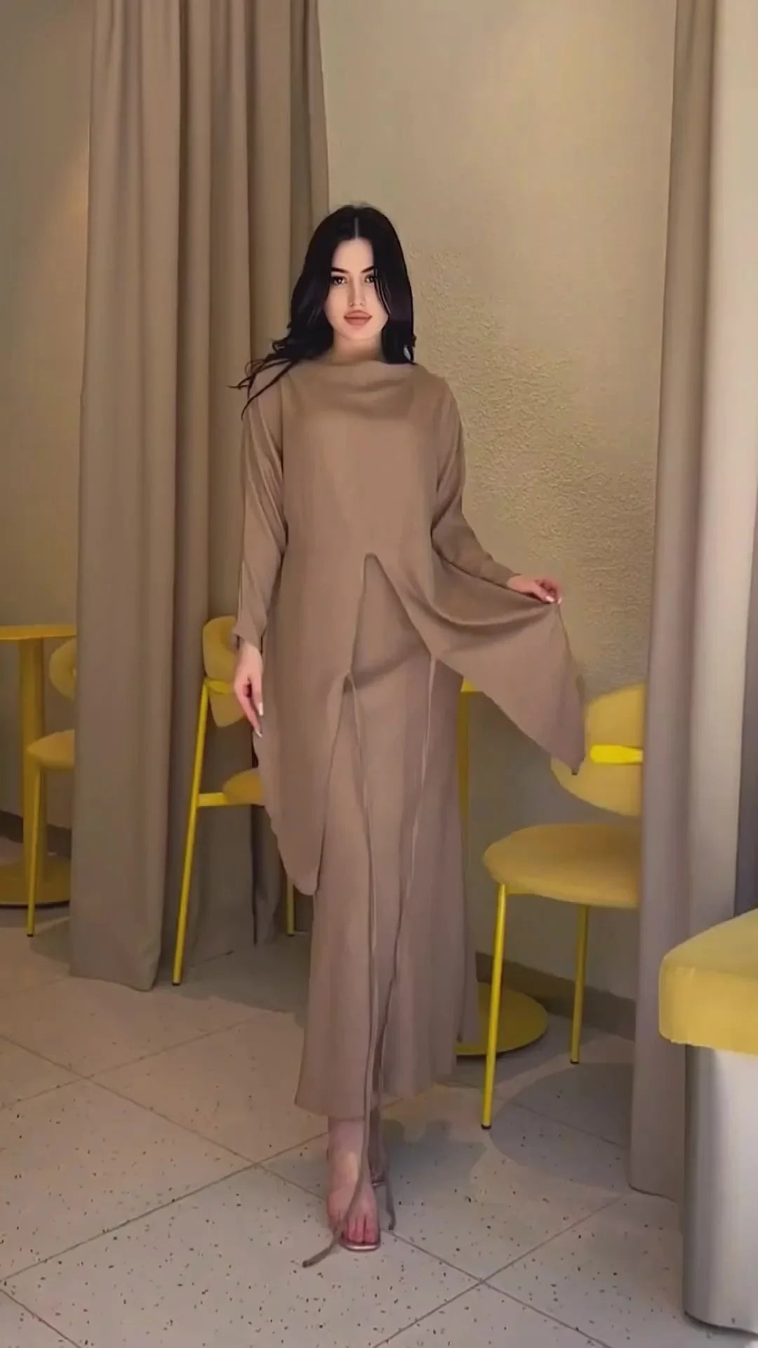 Muslim Two Piece Set Women Lace Up Top Skirt Suit Dubai Female Arabic Casual Solid Outfits Islam Morocco Ramadan Skirts Ensemble