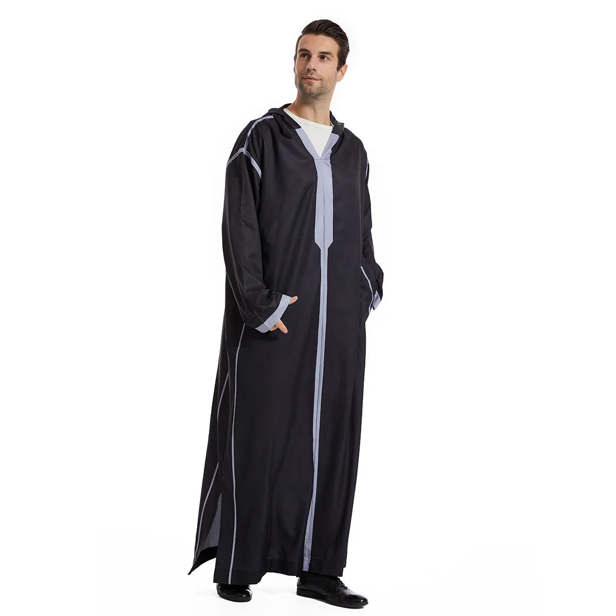 Muslim Men Hooded Robe Dishdasha Modest Islamic Dubai Saudi Prayer Abaya Kaftan Eid Ramadan Morocco Jubba Arab Thobe Abayas