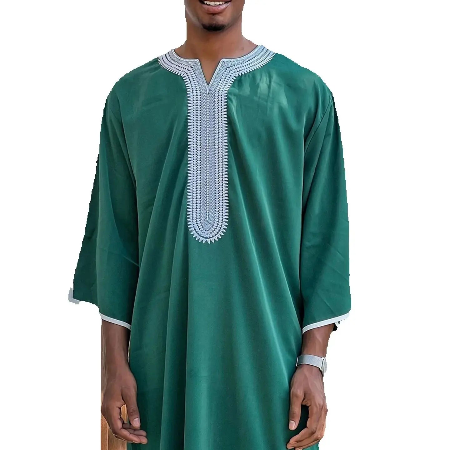 Muslim Men's Robes Loose Embroidered Robes Arabic Thobe Ethnic Style Traditional Casual Thawb Islamic Prayer Clothes Moroccan Dr