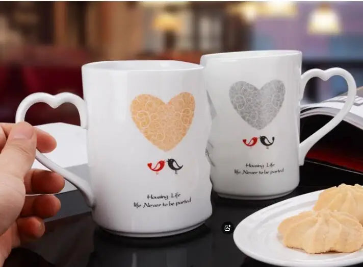 2Pcs/Set Couple Cup Ceramic Mugs Coffee Kiss Mug Creative tea cup Valentine's Day Wedding Birthday Gift