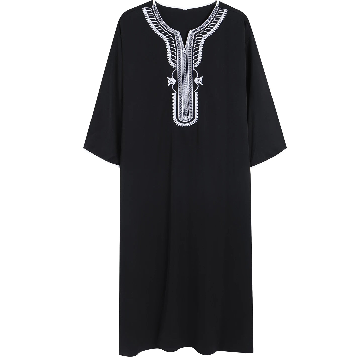 Muslim Men's Robes Loose Embroidered Robes Arabic Thobe Ethnic Style Traditional Casual Thawb Islamic Prayer Clothes Moroccan Dr