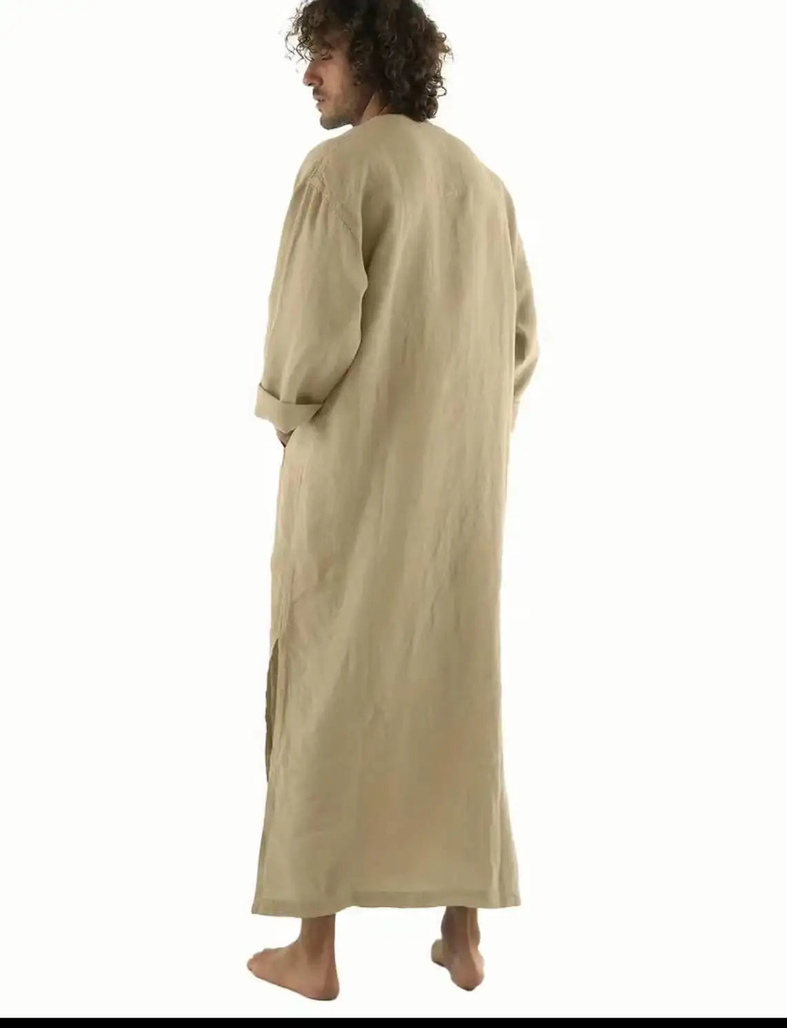 2026 Arabic Style Long Men's Stand Collar Button Muslim Robe for Men