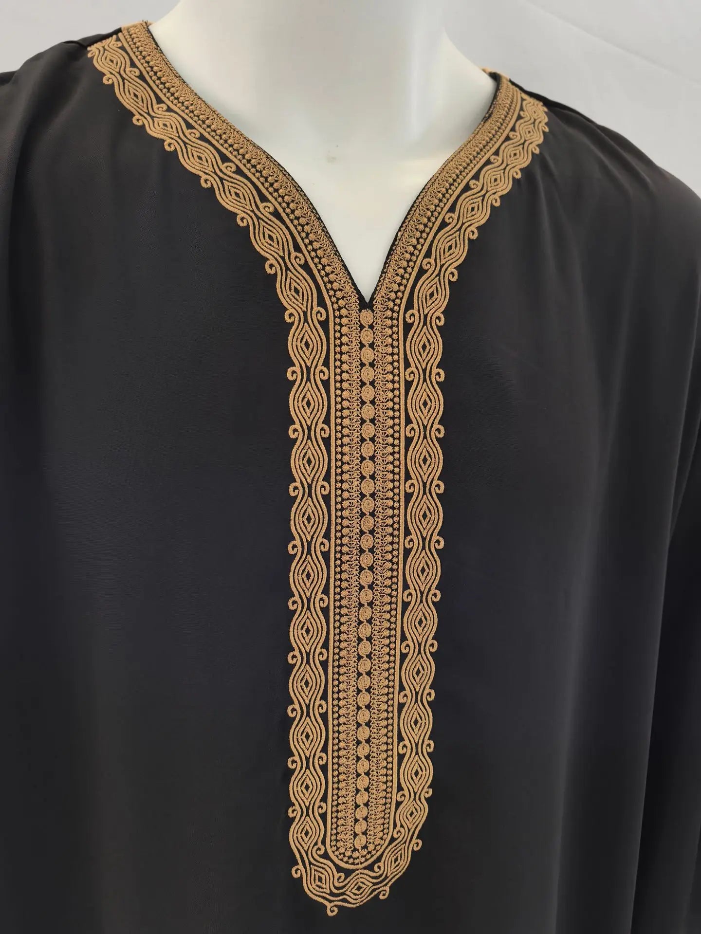 Ethnic Style Kandouras Thobe for Men Jabador Gandoura Side Pockets Embroidery Abaya Long Sleeve Muslim Kaftan Vintage White Robe