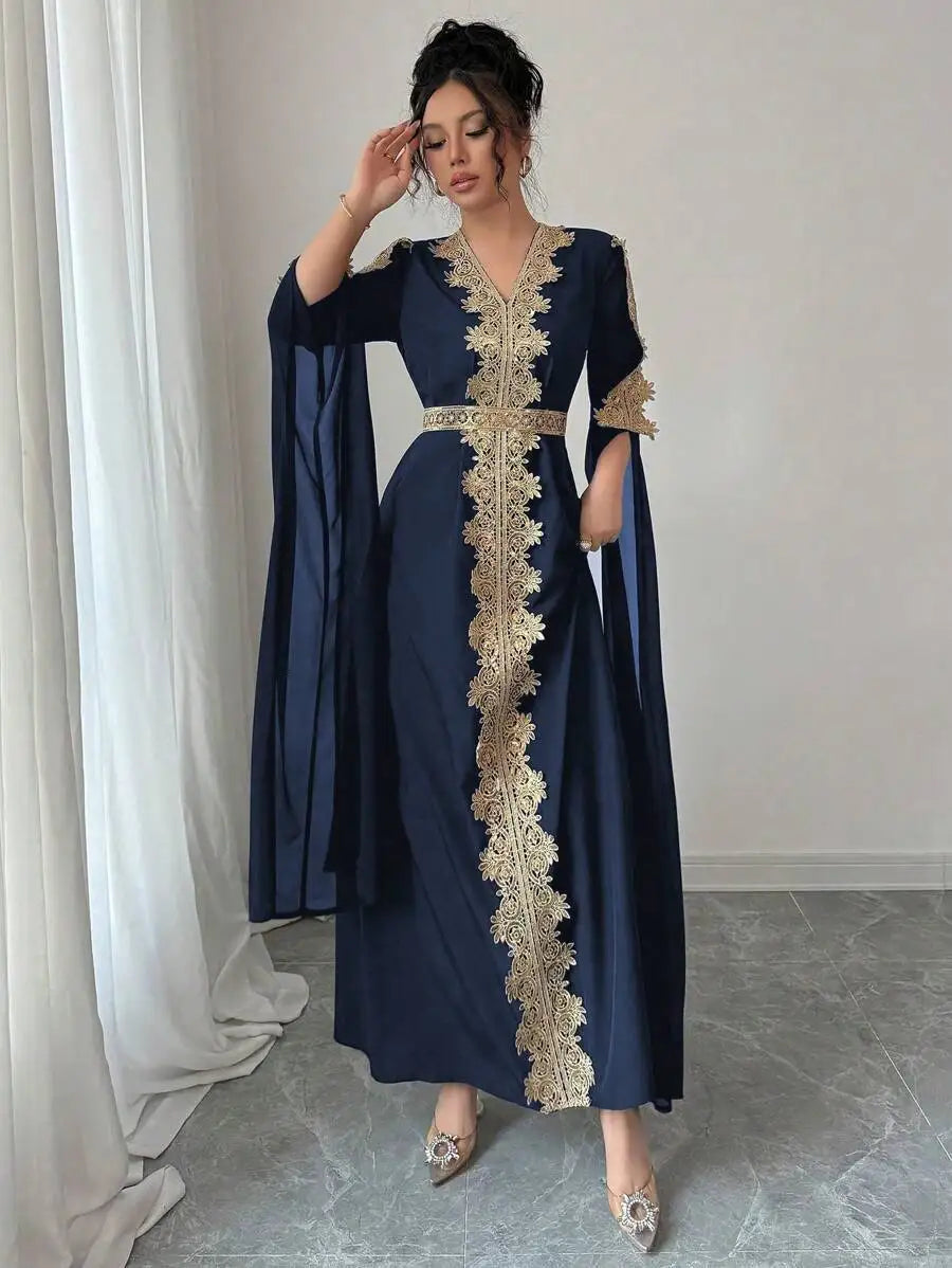Eid Women Party Dress Abaya Split Long Sleeve Muslim Jalabiya Ramadan Solid Vestidos Largos V Neck Dresses Arab Long Robe 2026