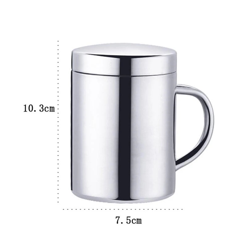 Double Wall Stainless Steel Coffee Mug with lid Portable Cup Travel Tumbler Jug Milk Tea Cups Office Water Mugs