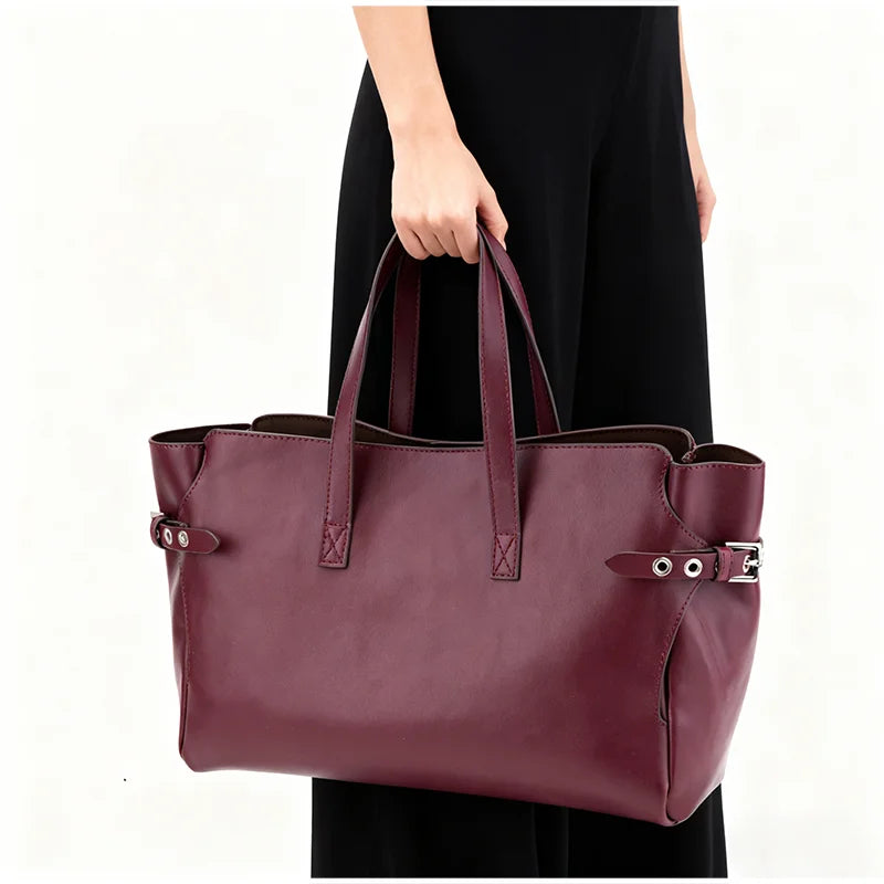 Bag Set: Tote Bag With Matching Purse,Designer Wing Style Women Underarm Shoulder Bag,Large Capacity Spacious Handbag,Burgundy