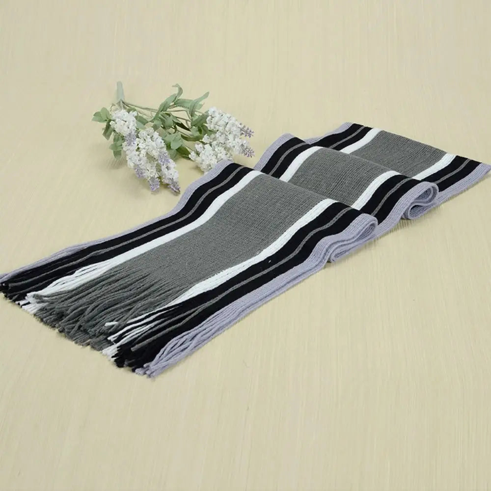 Casual Cashmere Men Striped Scarf Thick Tassel Stole Winter Long Shawl Soft Neck Warm Neck Wrap new Scarf &Wrap