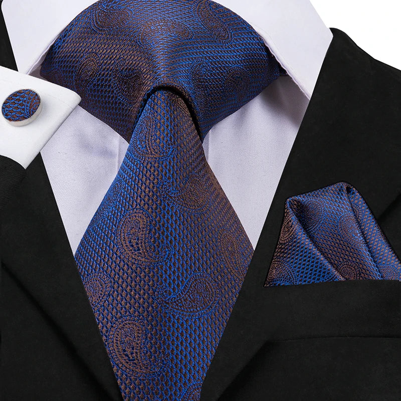 Hi-Tie New Clasic Grey Tie for Men Silk Fabric Jacquard Woven Tie Hanky Cufflinks Set for Men Designer Fashion Silk Ties SN-1466