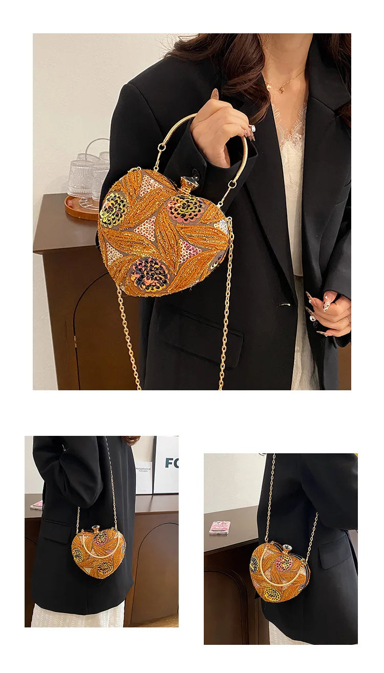 Women's Handbag2025New European and American fashion sequin shoulder baginsInternet Celebrity Retro Handheld Evening Bag