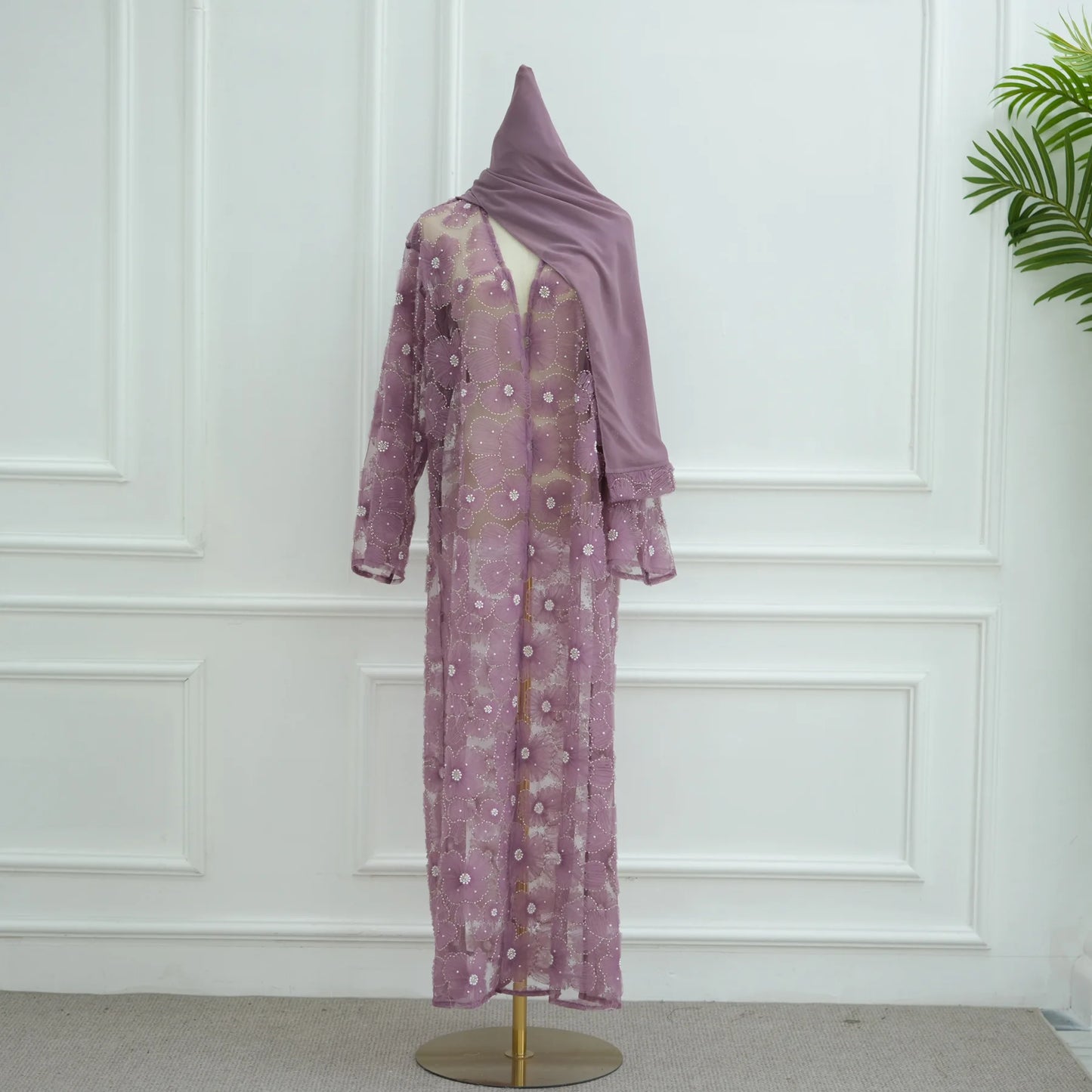 Eid Women Abaya Muslim Cardigan Dress Beading Flower Jalabiya Ramadan Vestidos Largos Islam Arab Long Robe Morocco Kaftan 2026