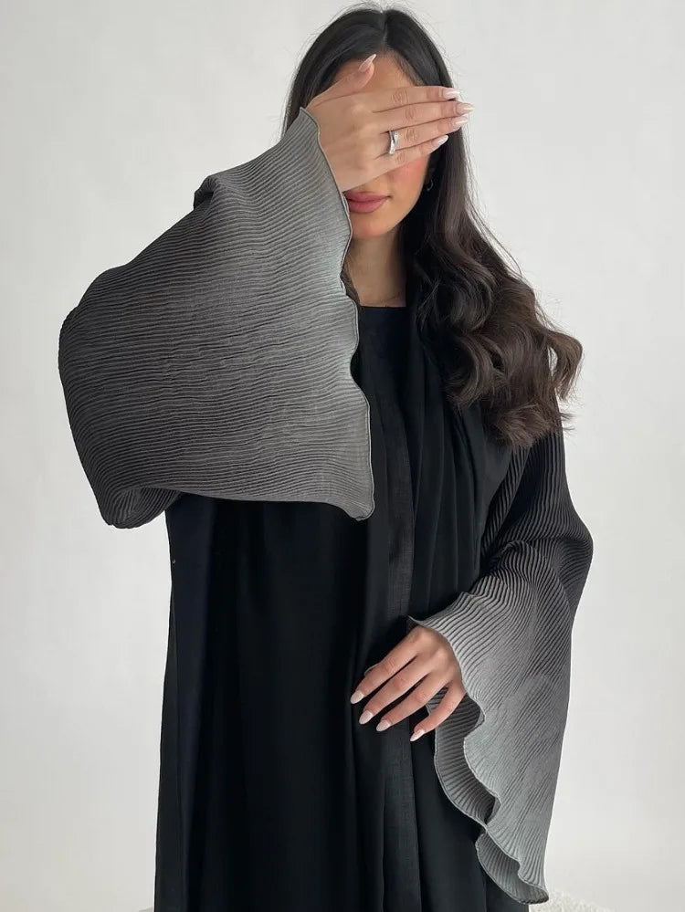 Open Front Abaya Muslim Flare Sleeve Casual Arabian Abayas Middle-East Elegant Turkey Kaftans Women Jilbabs Islamic Maxi Dresses