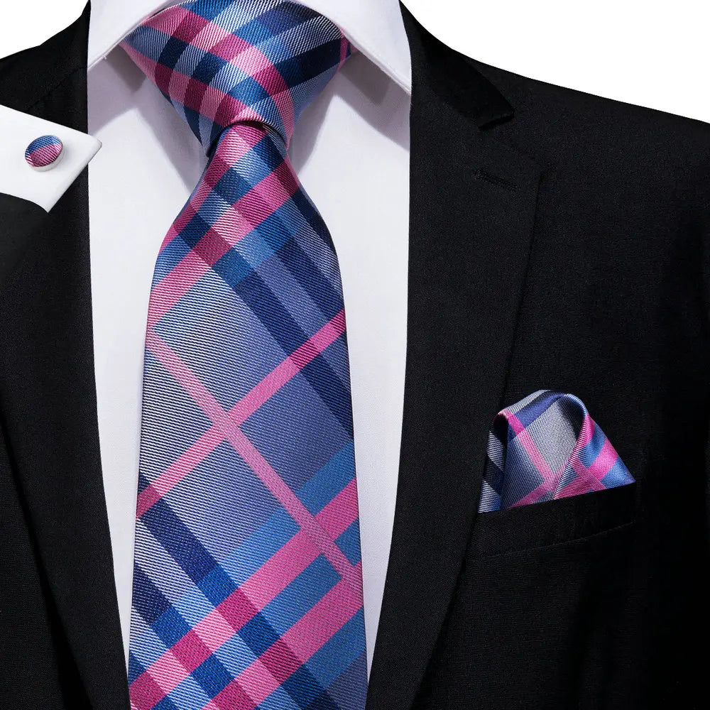 Hi-Tie Mens Ties Luxury Handmade Geometric Necktie Silk Woven Tie Set For Men Business Wedding Neck Tie Square Cufflinks