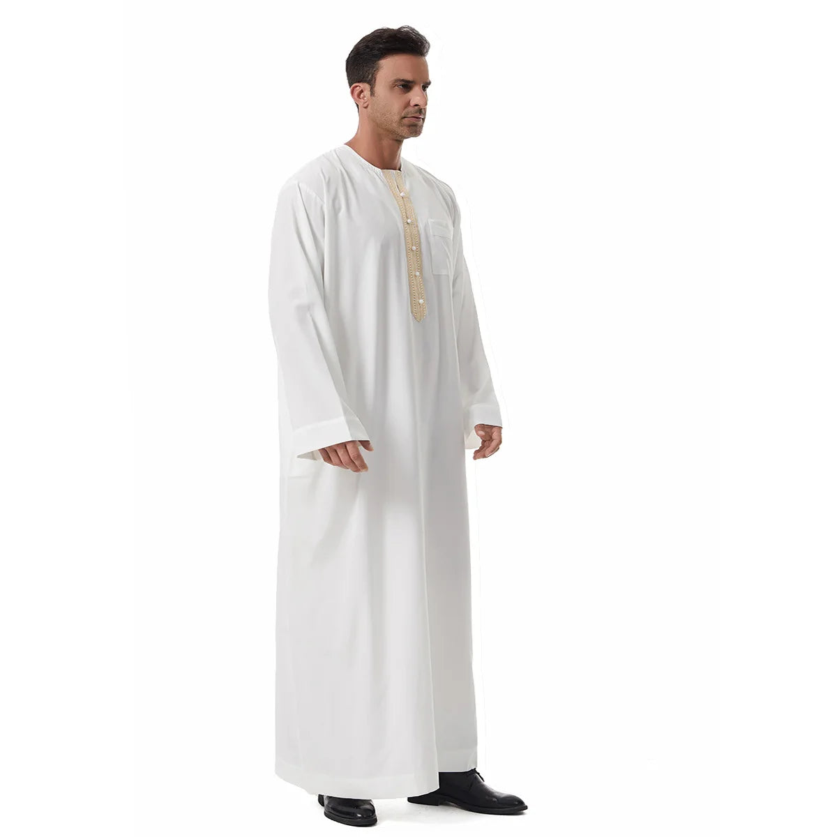 Thobes for Man Muslim Dress Islam Clothing Saudi Arabic Robe Jubba Thobe Eid Djellaba Long Sleeve Embroidery Daffah Dishdasha