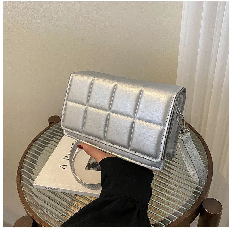 Trendy Classic Solid-Colour Minimalist Fashion Handbag Popular New Style Compact Square Bag PU Handheld Crossbody Shoulder Bag