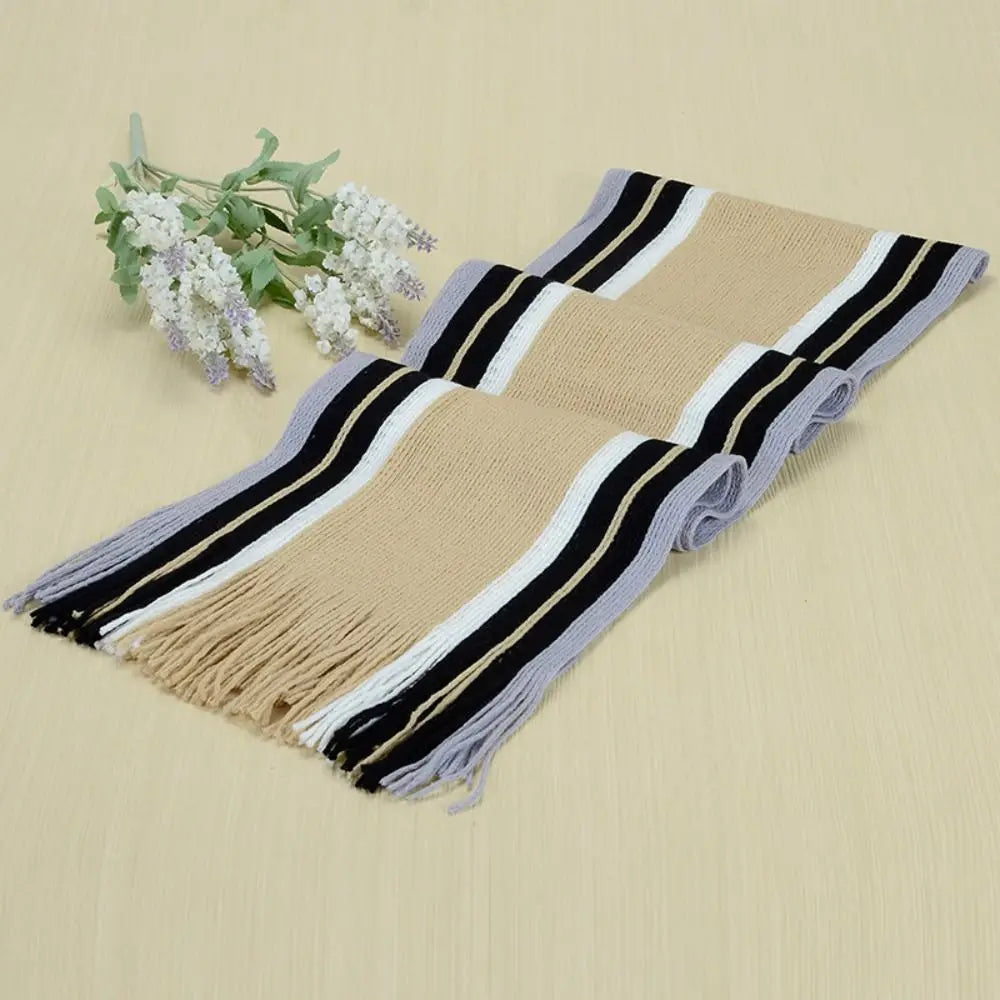 Casual Cashmere Men Striped Scarf Thick Tassel Stole Winter Long Shawl Soft Neck Warm Neck Wrap new Scarf &Wrap