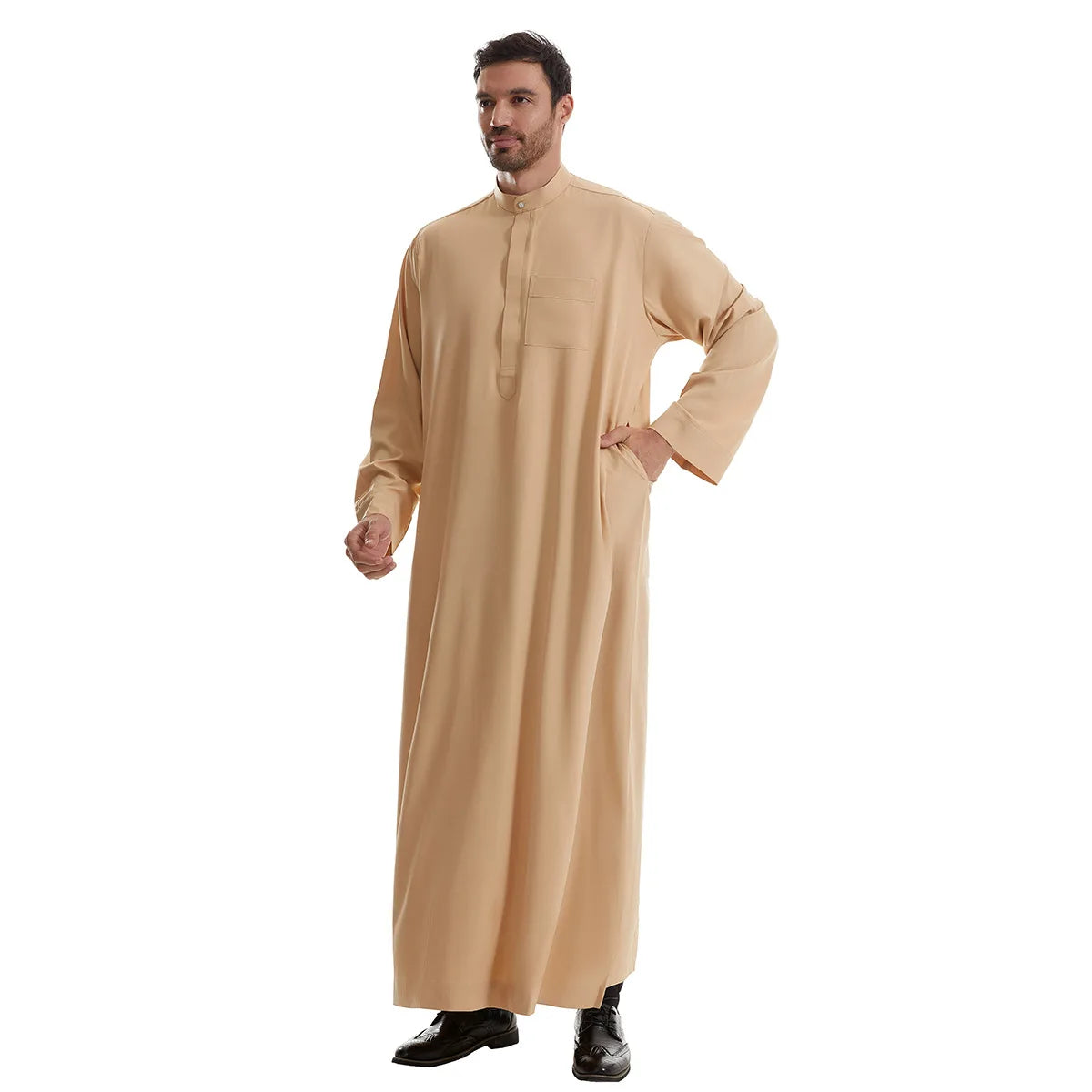 Muslim Men Jubba Thobe Zipper Kimono Robe Saudi Islamic Muslim Clothing Abaya Cafe Dubai Arab Dress Robe