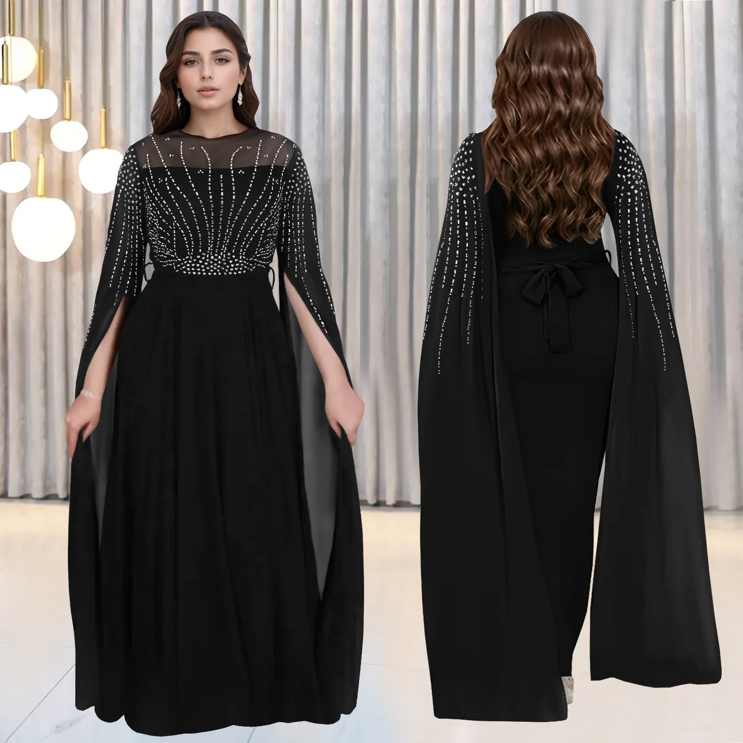 Muslim Full Dress Abayas Women Party Dresses Diamonds Lace Up Ramadan Morocco Dubai Kaftan Islam Vestidos Long Robe Jalabiya