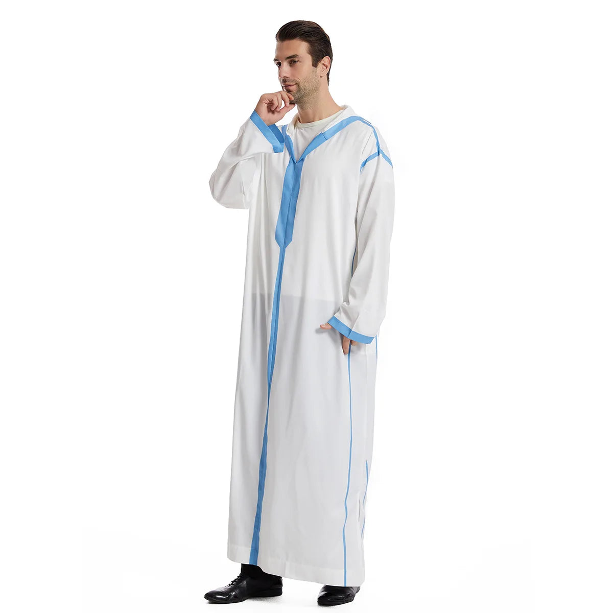 Muslim Men Hooded Robe Dishdasha Modest Islamic Dubai Saudi Prayer Abaya Kaftan Eid Ramadan Morocco Jubba Arab Thobe Abayas