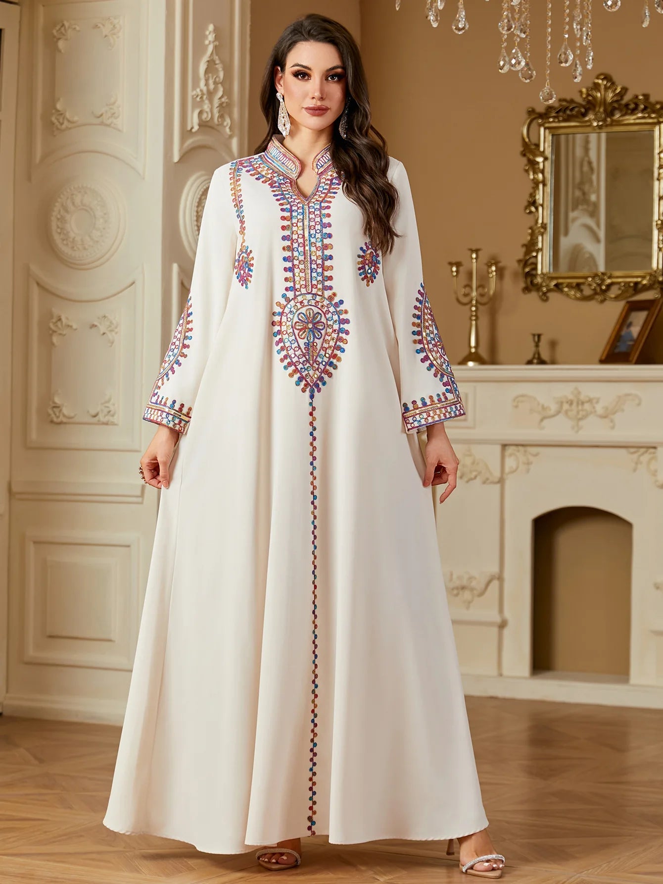 Eid Muslim Embroidery Dress for Women Abaya Party Long Dresses  Caftan Robe Jalabiya Ramadan Morocco Dubai 2025 Vestidos Largos