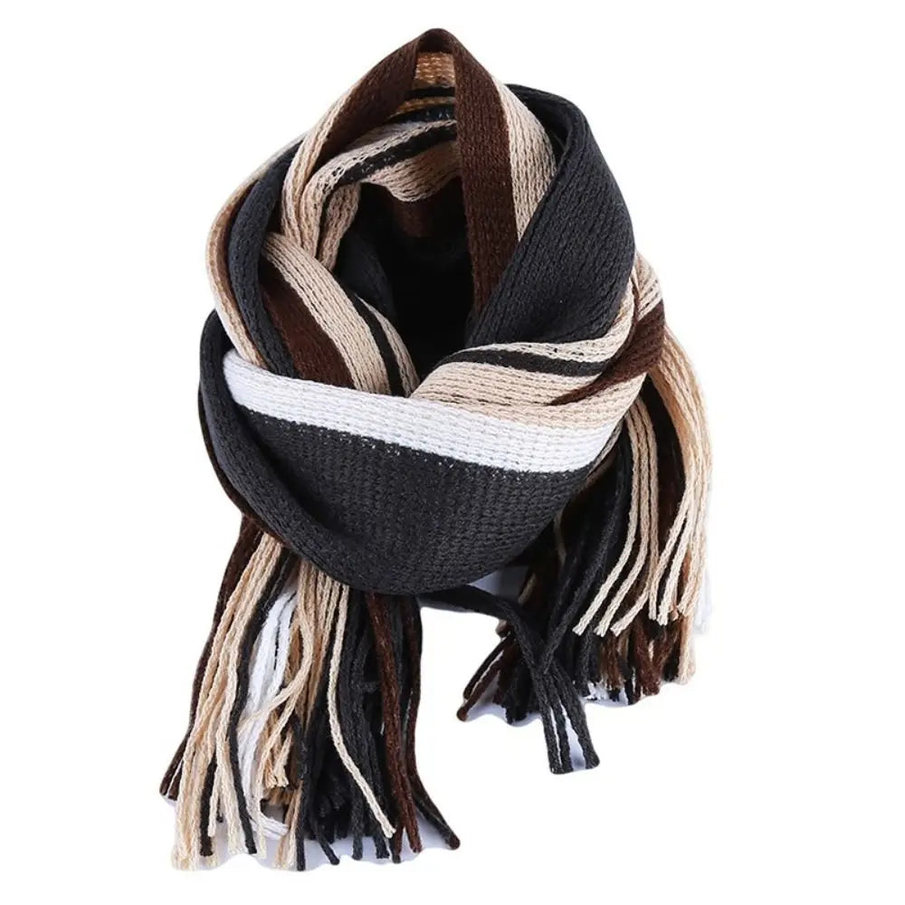 Casual Cashmere Men Striped Scarf Thick Tassel Stole Winter Long Shawl Soft Neck Warm Neck Wrap new Scarf &Wrap