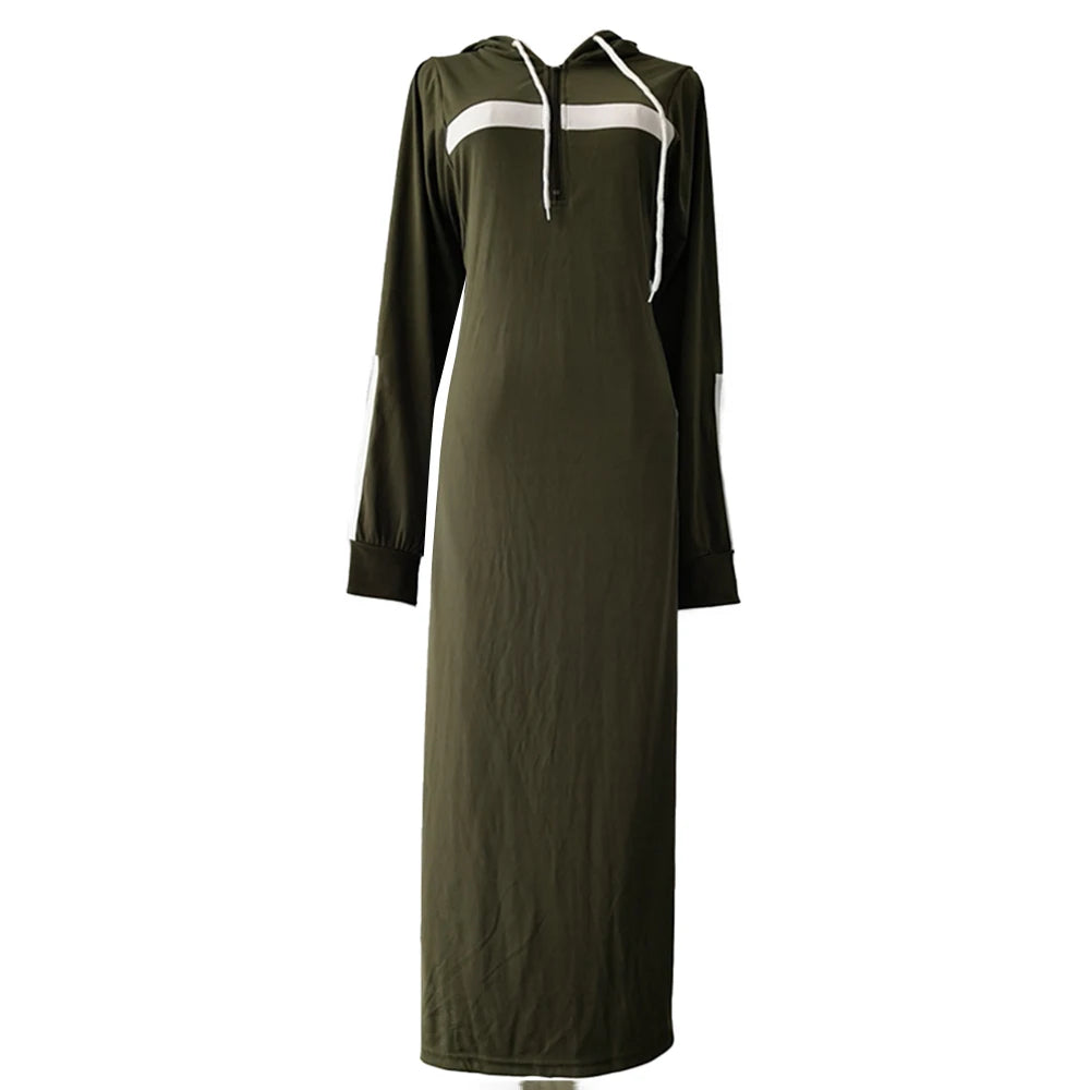 Mens Tops Muslim Middle Eastern Islamic Arabic Clothing Loose Striped Long Sleeve Drawstring Pockets Full Length Hooded Robe