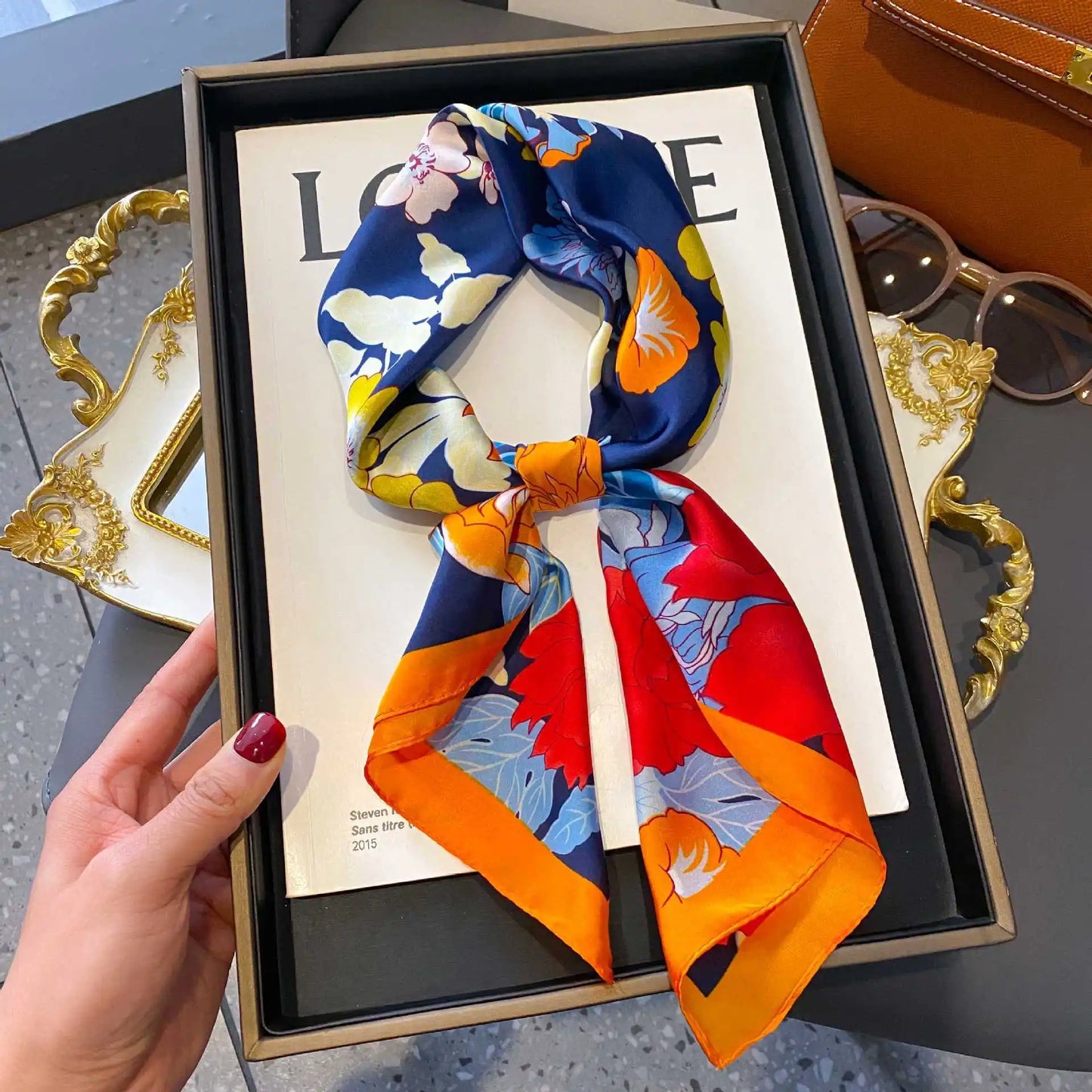 New 70x70cm Square Scarf Women Spring Summer Thin Sun Protection Neck Protection Tie Headband Versatile Scarves Party Gift