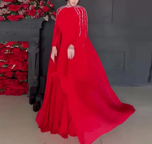 Women's Light Luxury High-End Fashion Rhinestone Evening Dress Temperament New Fashion Women Elegant High Waist Party Dresses