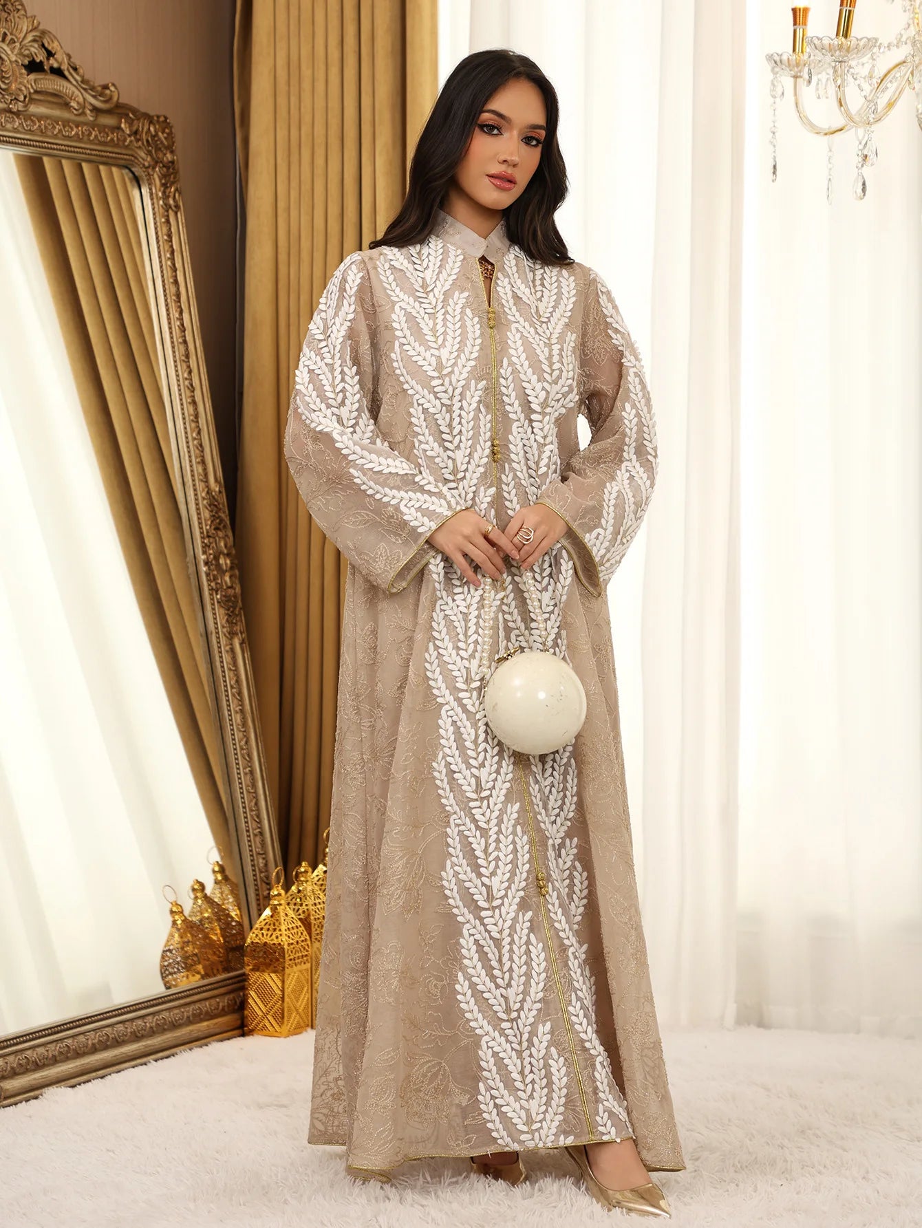 Eid Mesh Dress Women Abaya Party Dress Women Jalabiya Gorgeous Embroidery Saudi Arab Sequins Muslim Ramadan Vestidos Largos Robe