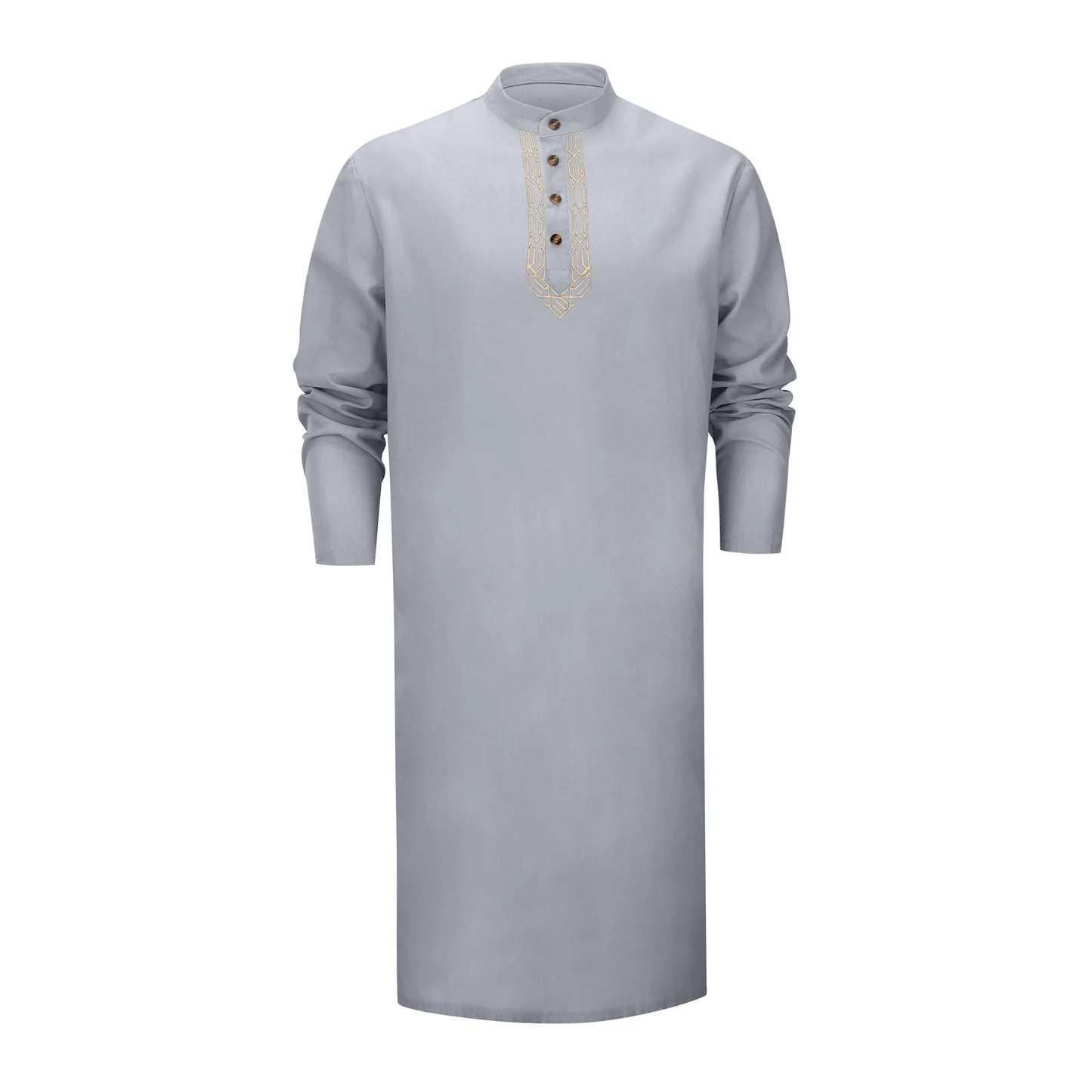 Eid Muslim Shirt Men Modest Tops Long Sleeve Button Embroidery Dubai Saudi Prayer Kaftan Robe Male Shirts Islamic Ramadan