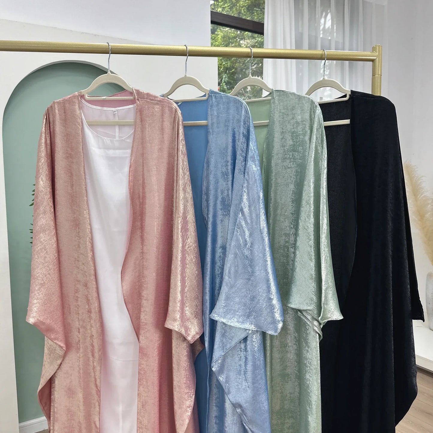 2025 Fashion Elegant Dubai Turkish Abaya Muslim's Women Inner Under Dress Abayas Open Front Cardigan