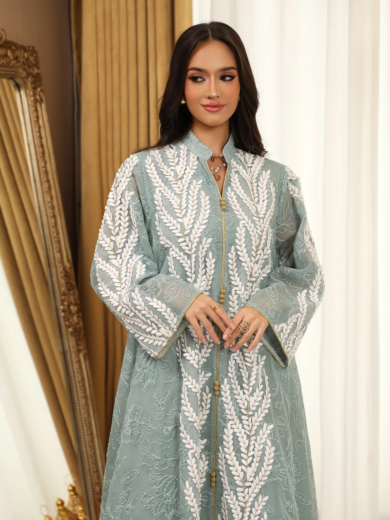 Eid Mesh Dress Women Abaya Party Dress Women Jalabiya Gorgeous Embroidery Saudi Arab Sequins Muslim Ramadan Vestidos Largos Robe