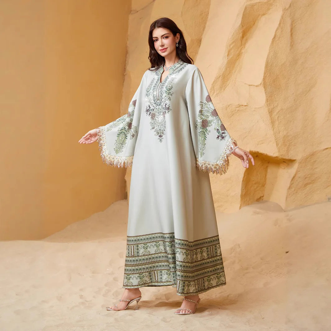 Eid Dress Abaya Women Muslim Kaftan Party Dresses Jalabiya Tassel Vestidos Ramadan Morocco Dubai Abayas Islam Arab Long Robe