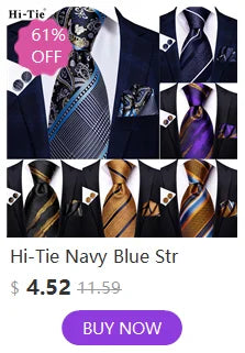 Hi-Tie Blue Business Solid Silk Men's Tie NeckTie 8.5cm Ties for Men Formal Luxury Wedding High Quality Gravata