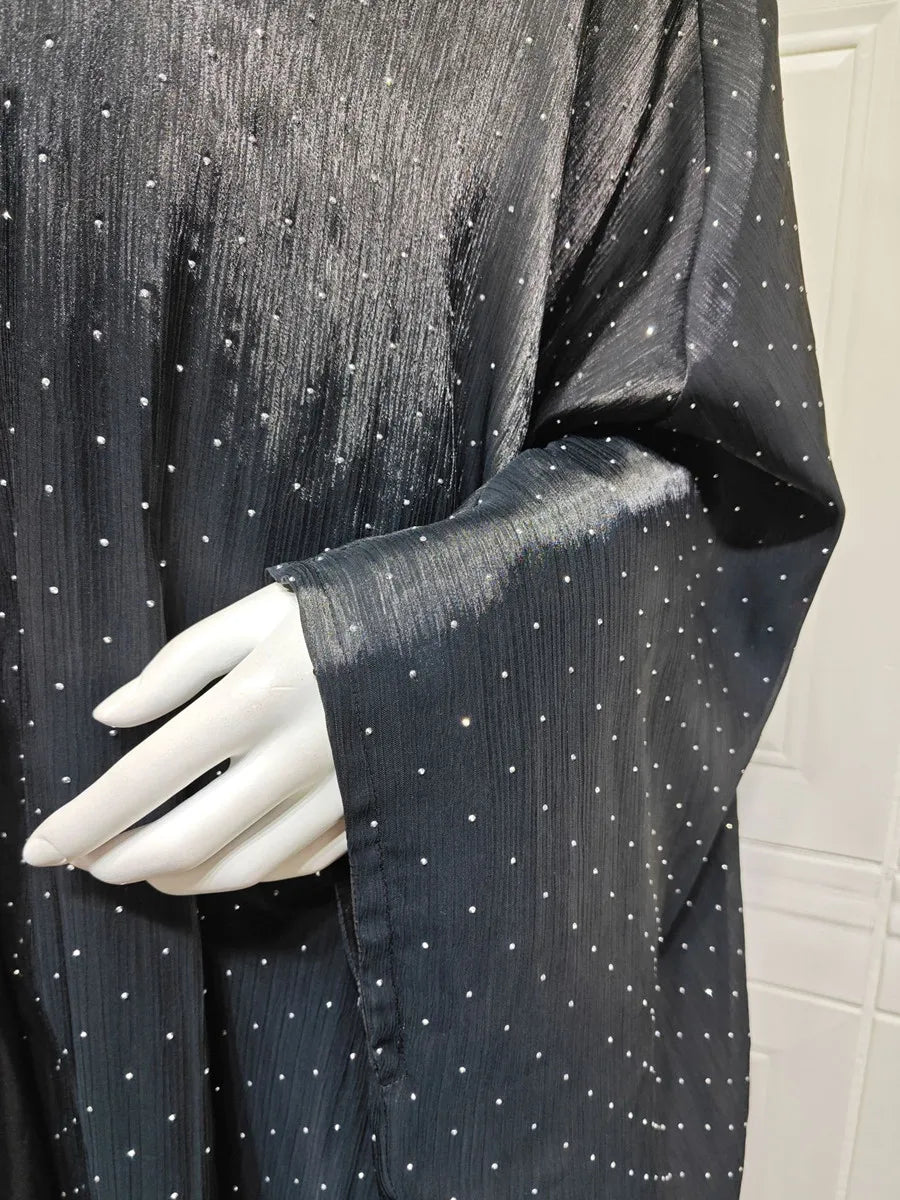 Muslim Women Kaftan Arabic Dubai Hot rhinestone Abaya Modest Ramadan Robe Femme Kimono Cardigan Long Hijab Dress Islam Clothing