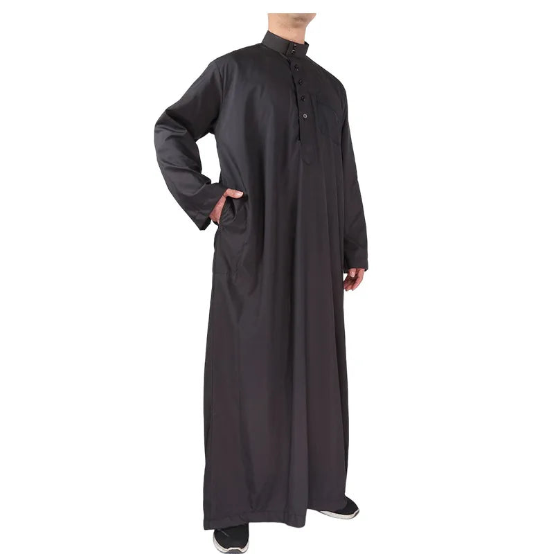 New 2026 Middle East Muslim Men Dress Long Sleeve Jubba Thobe Ramadan Eid Dishdasha Robe Muslim Islamic Kaftans Arab Clothing
