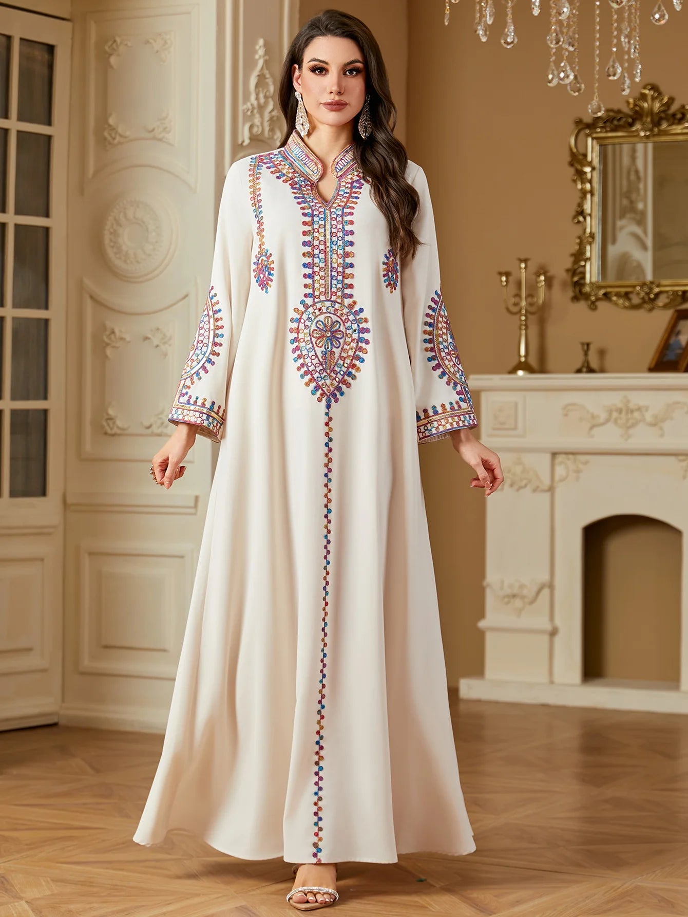 Eid Muslim Embroidery Dress for Women Abaya Party Long Dresses  Caftan Robe Jalabiya Ramadan Morocco Dubai 2025 Vestidos Largos