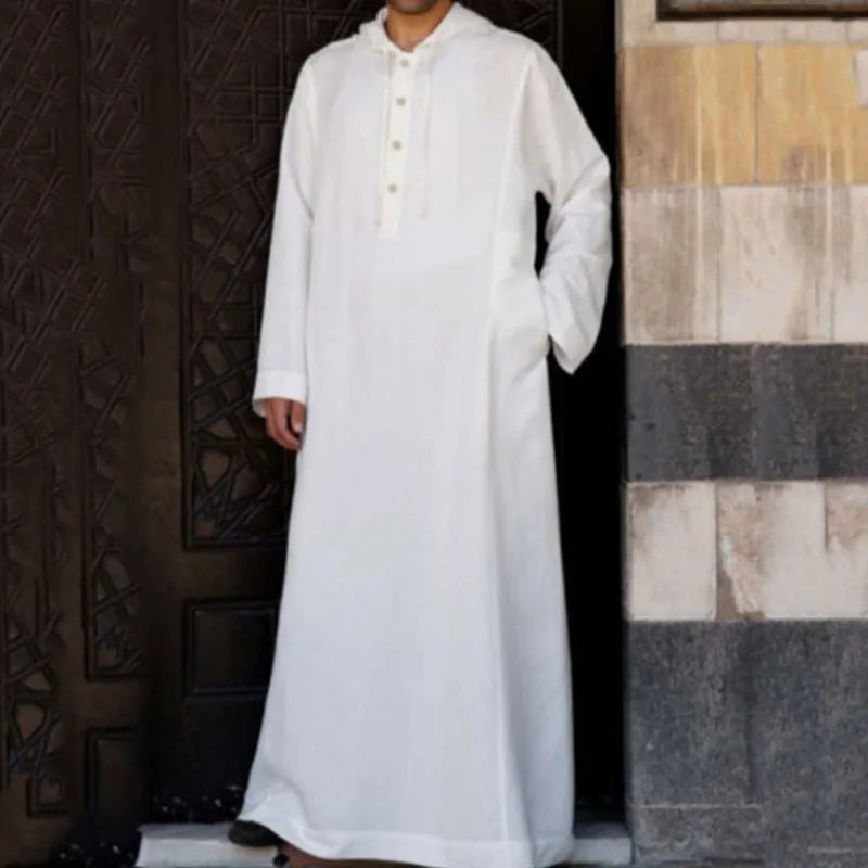 Islamic Clothing Men's Long Sleeve Loose Muslim Men Saudi Arabia Pakistan Kurta Muslim Costumes Muslim Dress Kaftan Thobe Hooded