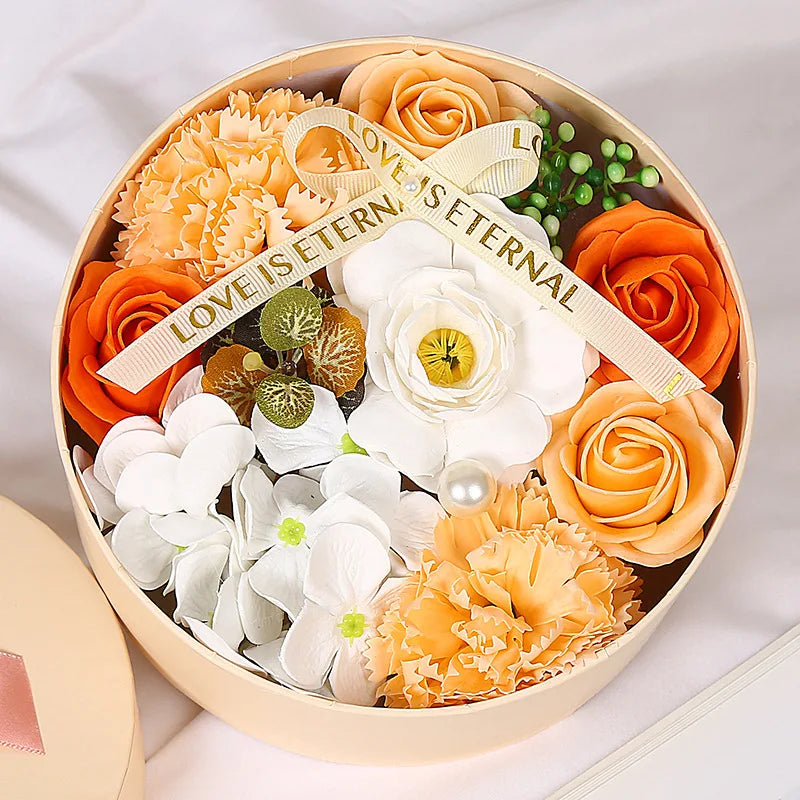 Soap Flower Box Floral Scented Bath Soap Rose Flower Petals Plant Essential Oil Flower Soap Set Mother Lover Birthday Gift Box
